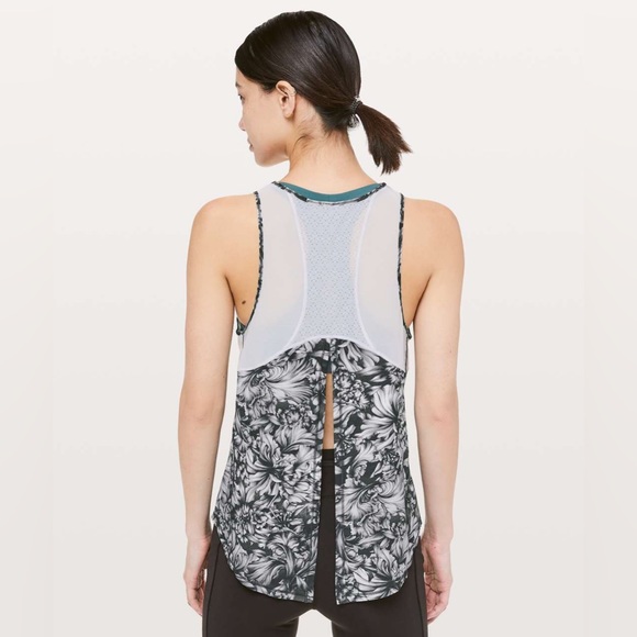 lululemon athletica Tops - Lululemon Sculpt Tank *Tie Back in Night Garden Ice Grey Black / Ice Grey READ